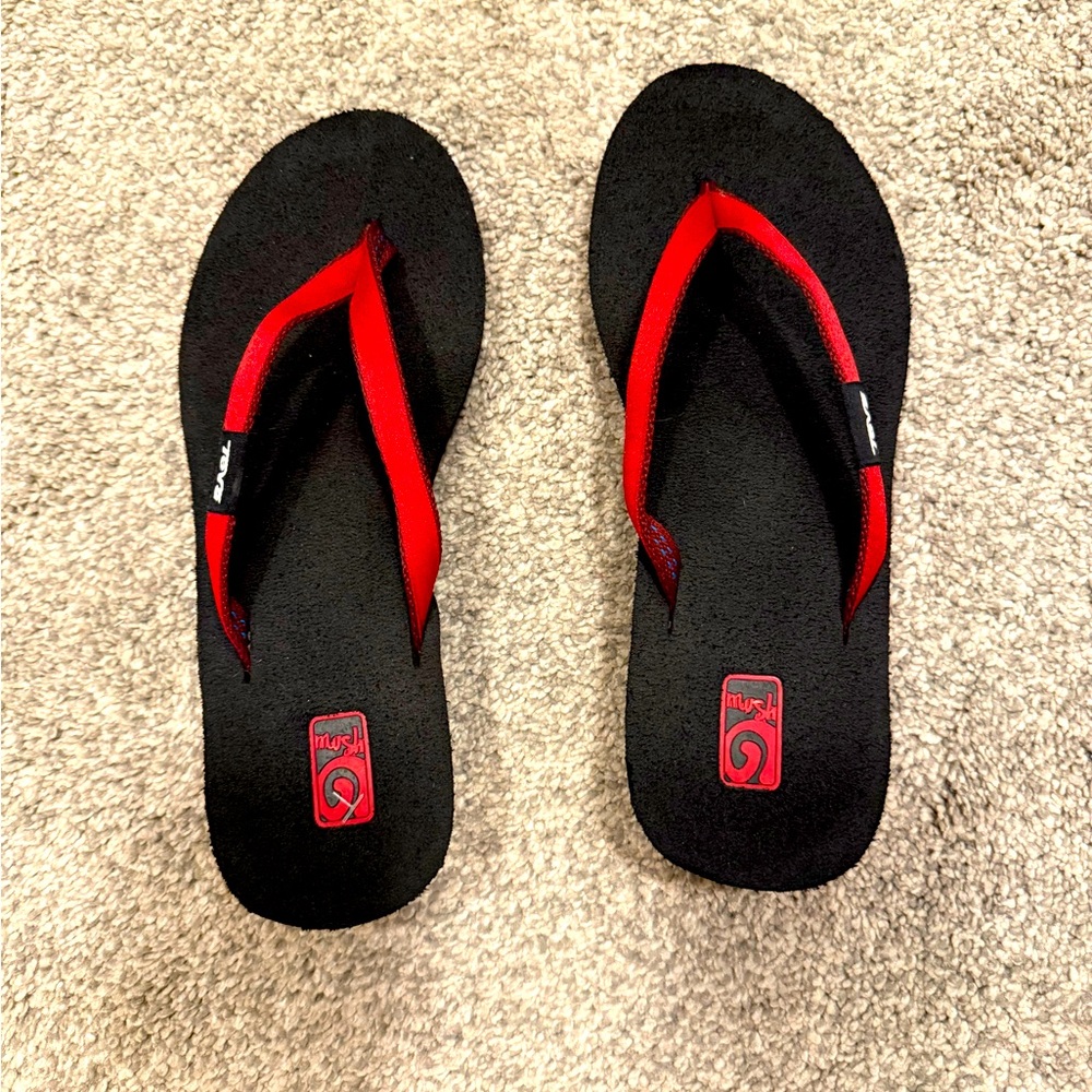 Teva Black and Red Flip Flops